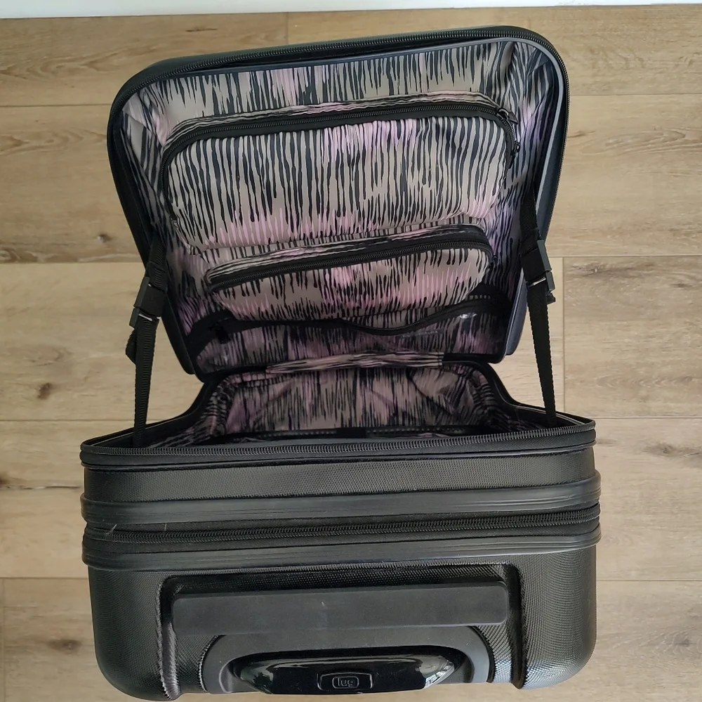 Lug Booster 4 Wheel Quilted Hard Side Carry On Suitcase Black 21